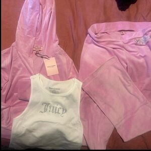 Juicy Couture Light Pink Velour Tracksuit w/ Tanktop